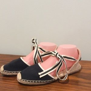 Soludos Ankle Wrap Nautical Fabric & Espadrille Sandals 8.5M